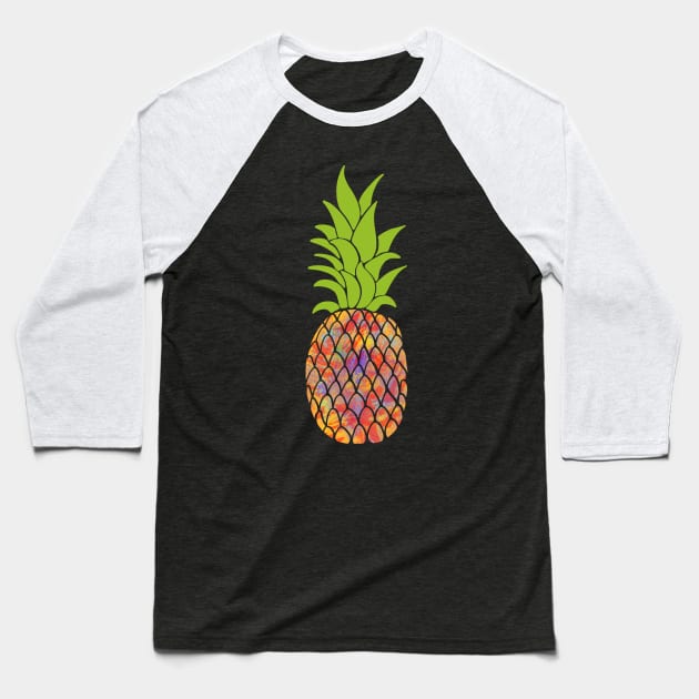 Pineapple Art In Colorful Rainbow Colors - A Beach Fruit Baseball T-Shirt by mangobanana